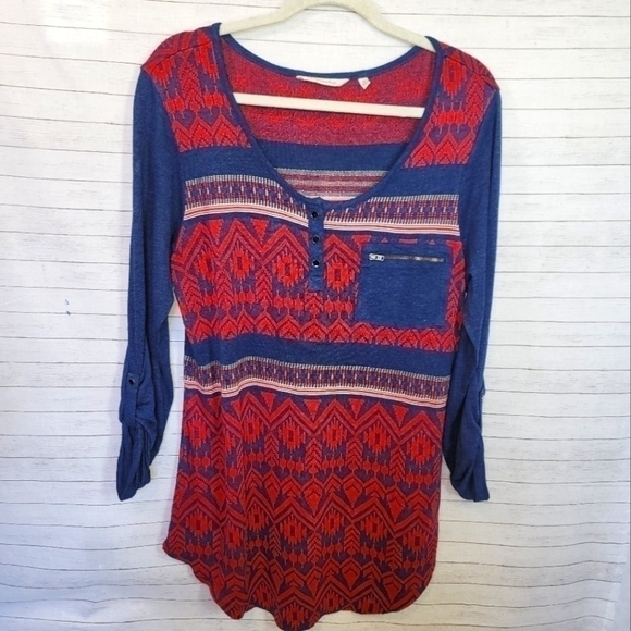 SOFT SURROUNDINGS AZTEC 3/4 SLEEVE TUNIC, SZ MEDIUM - Picture 2 of 11